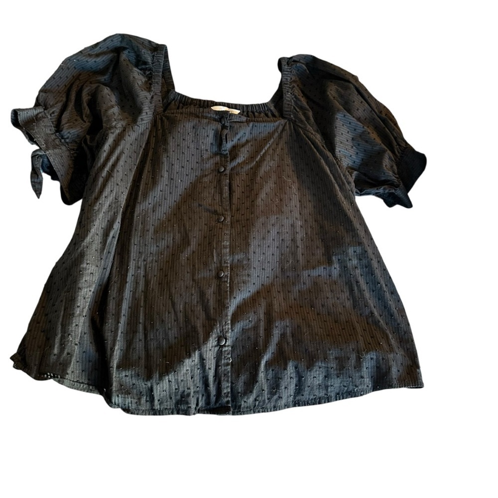LC Lauren Conrad Black Puff Sleeve Blouse